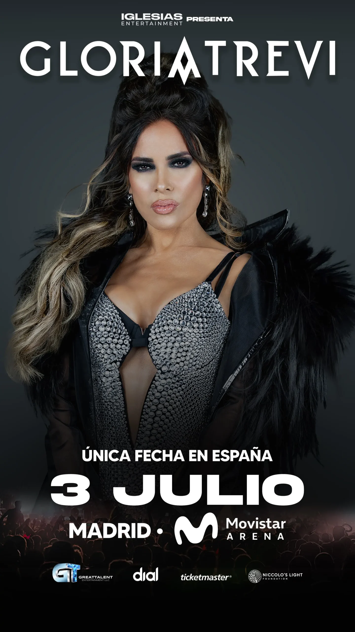 Flyer promoción del concierto de Gloria Trevi